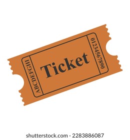 Old vintage paper ticket isolated on white background. Vector illustration.