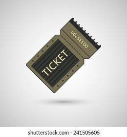 Old vintage paper ticket with number. Isolated on white background. Vector illustration, eps 10.