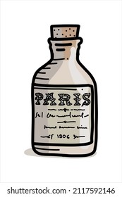 Botella vieja de París vintage - ilustración vectorial en blanco