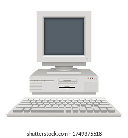 Ilustración de diseño vectorial pc vintage antigua aislada en fondo blanco