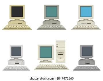 Old vintage pc vector design illustration isolated on white background