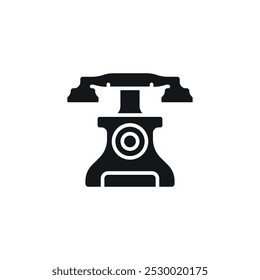 Old vintage phone simple glyph icon. Vector solid isolated black illustration.