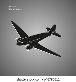 Old vintage piston engine airliner. Legendary retro aircraft vector illustration