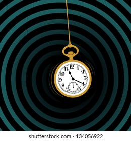 Old vintage pocket watch illustration, hypnosis concept