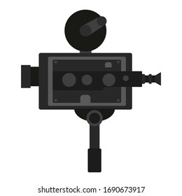 Old vintage portable camcorder. Filming a movie on retro instrument. Film recording of a movie. Isolated vector on white background