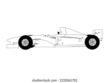 Viejo vintage Racing car vector line art 
fondo transparente de esquema