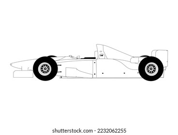 Viejo vintage Racing car vector line art 
fondo transparente de esquema