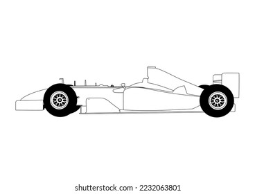 Old vintage Racing car vector line art 
outline transparent background