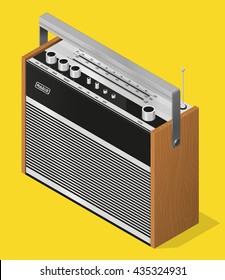 Old vintage radio / highly detailed isometric illustration / print for poster