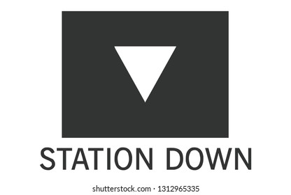 Old Vintage Radio Player Button Icon: Station Down