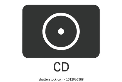 Old Vintage Radio Player Button Icon: CD