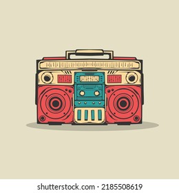 OLD VINTAGE RADIO PLAYER ILLUSTRATION