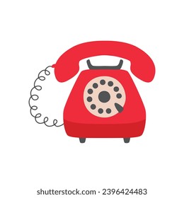 Old vintage red phone vector. Retro telephone icon isolated.