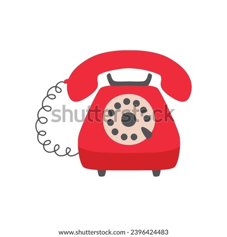 Old vintage red phone vector. Retro telephone icon isolated.