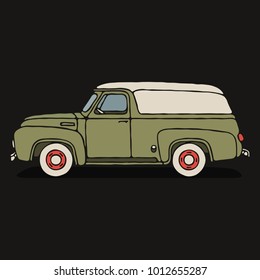 Old vintage retro car. Vector illustration