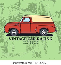 Old vintage retro car. Vector illustration