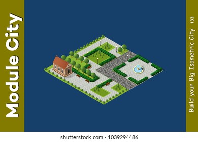 Old vintage retro city in an isometric view. Urban landscapes infrastructure.