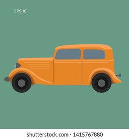 Old vintage retro pre-war car vector illustration. Exclusive car. Luxury automobile
