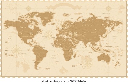 Old Vintage Retro World Map


