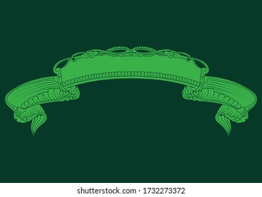 Old vintage ribbon, banners, badge, flag hand drawing in engraving style.  Vector Illustration.