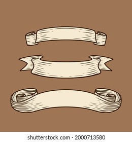 Old vintage ribbon vector graphic illustration set