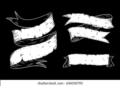 Old vintage ribbons/ Black and white vector illustration