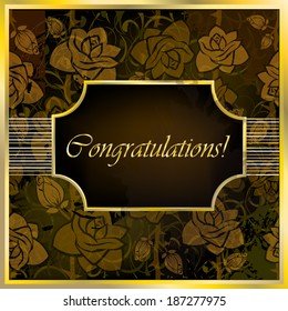 Old Vintage roses frame background. Vector