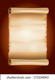Old vintage scroll on brown background 