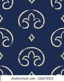 old vintage seamless pattern. the shamrock painted light colors on a dark blue wall