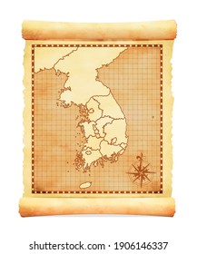 Old vintage South korea map vector illustration
