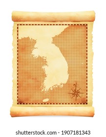 Old vintage South korea map vector illustration