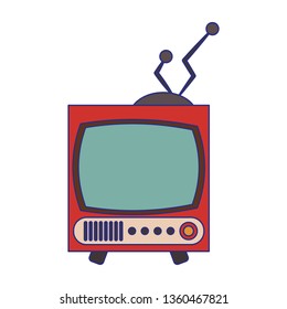 Old vintage television symbol blue lines