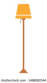 Old vintage torchiere or orange floor lamp. Retro stylish piece of furniture for garage sale. Flea Market, second hand concept. Vector illustration in flat cartoon style