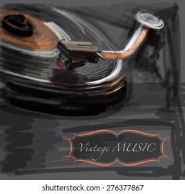 Old vintage turntable - vector drawing / eps10