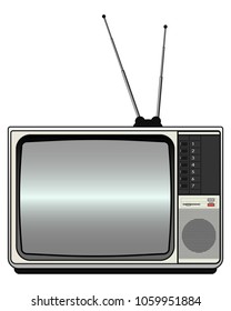 Old vintage tv with antenna.