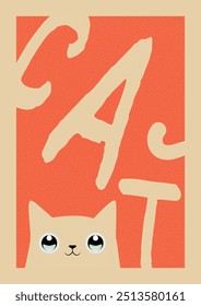 Old vintage vector cat poster