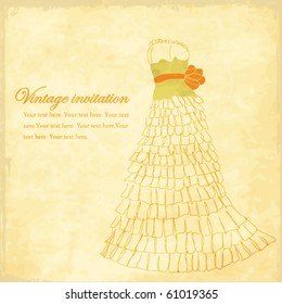 Old vintage vector invitation, wedding card