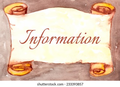 An old vintage vector watercolor scroll with place for your text.