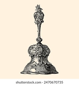 old vintage victorian style retro hatching art engraving goblet, wine, cup, glass