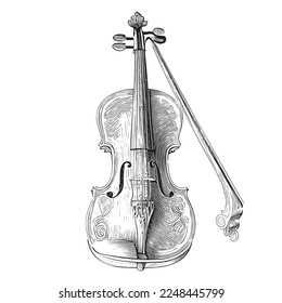 Alte Vintage-Violinskizze handgezeichnet, Vektorgrafik