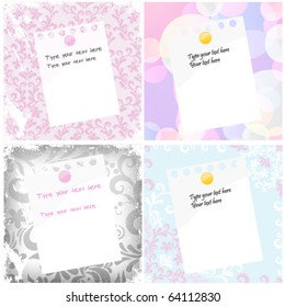 Old vintage wallpaper with note set