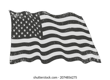 Old vintage wavy USA flag.
