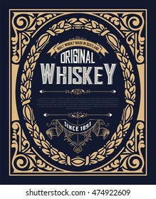 old vintage whiskey label design