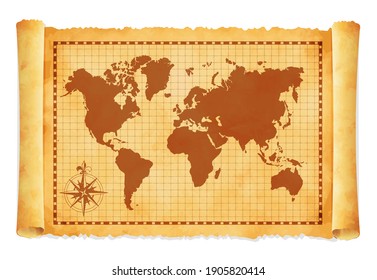 Old vintage world map vector illustration 
