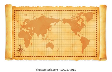 Old vintage world map vector illustration