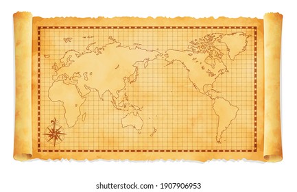 Old vintage world map vector illustration
