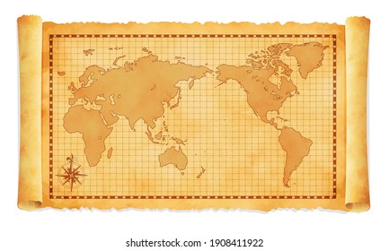 Old vintage world map vector illustration
