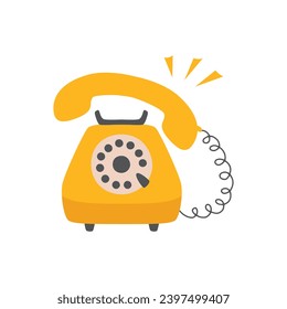 Old vintage yellow phone vector. Retro telephone icon isolated.