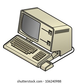 An old vintage/retro obsolete computer.