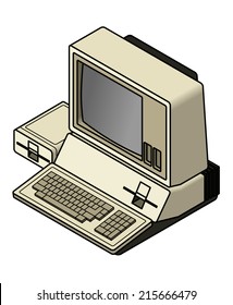 An old vintage/retro obsolete computer. 